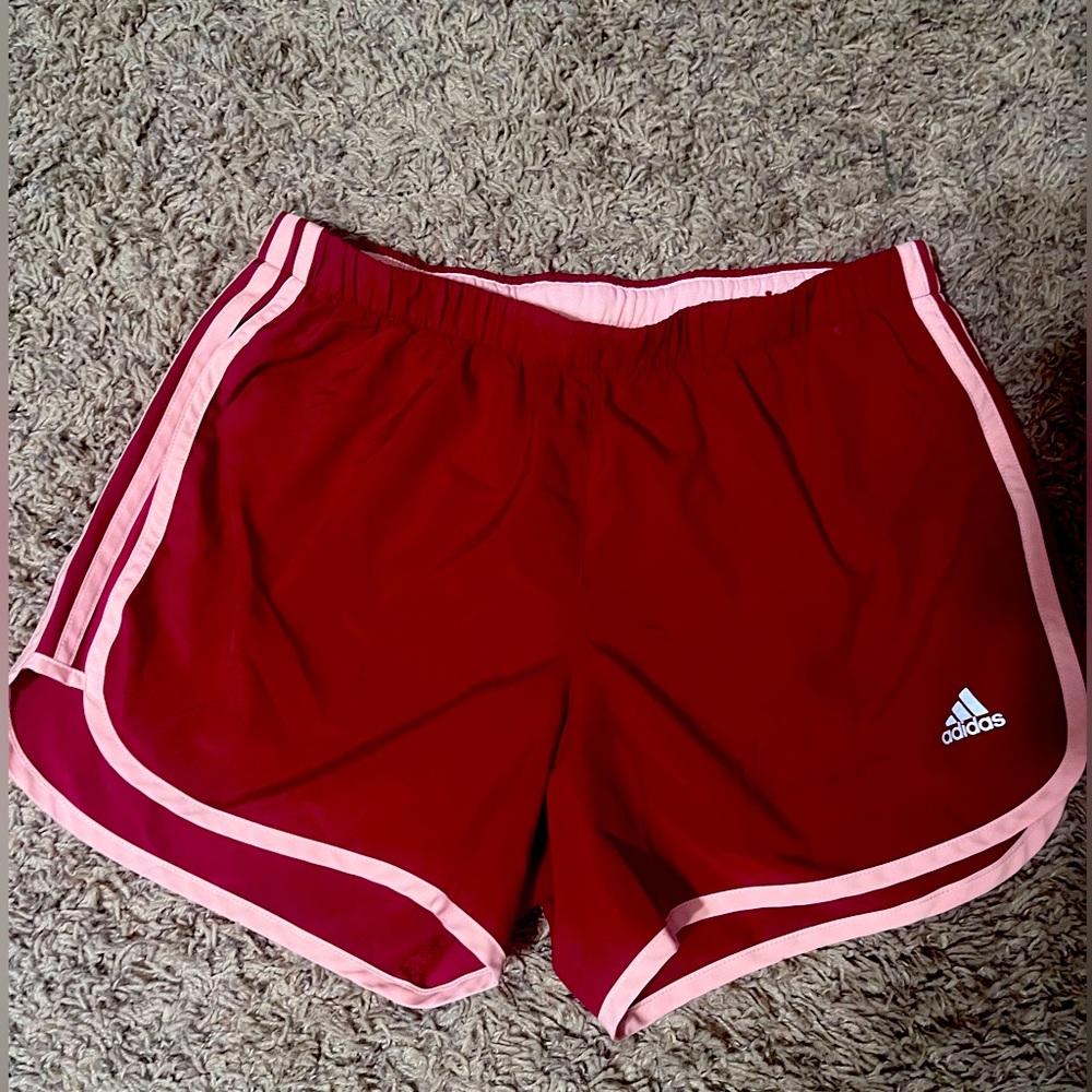 Adidas Running Shirts Maroon with peach stripes size small